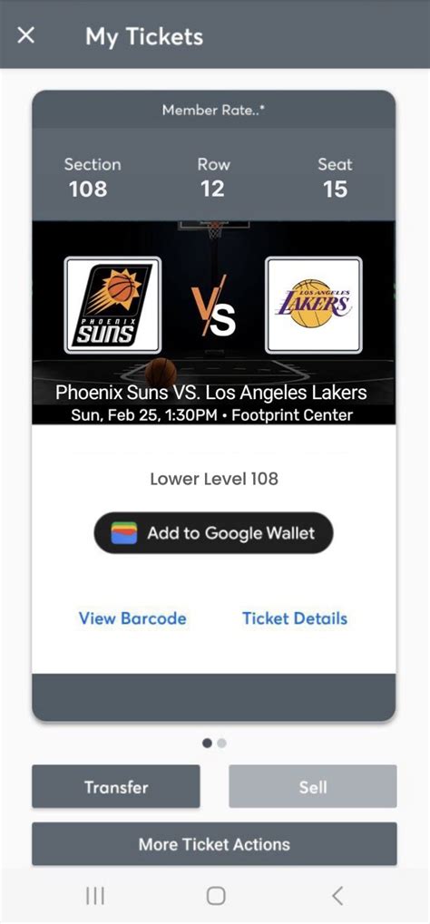 phoenix suns vs la lakers tickets